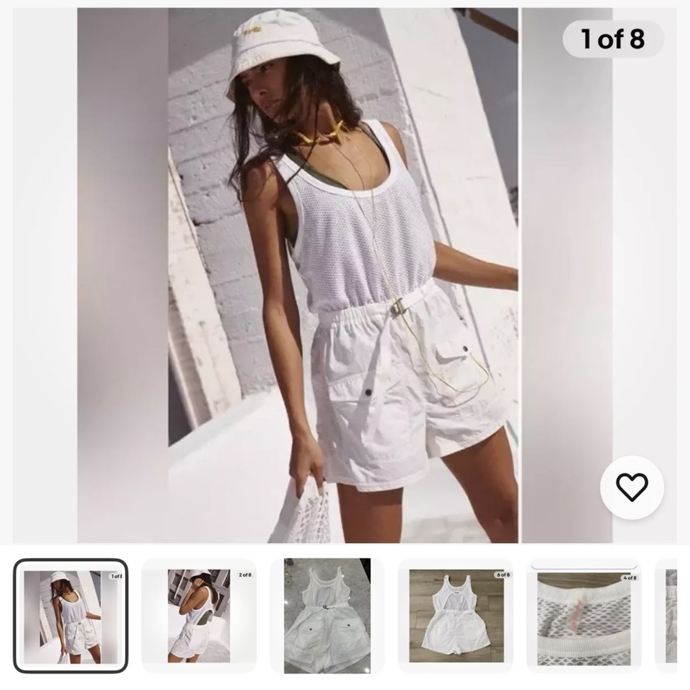 Free People Movement Pacific Coast Hike Romper White Mesh Belt XS